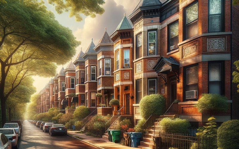 Historic Chicago neighborhood with detached garages where additional permit requirements may apply for garage door work