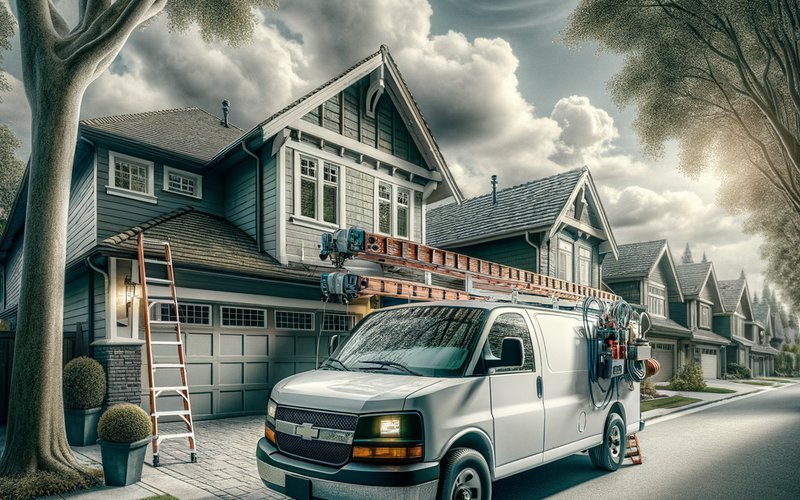 Same day garage door repair service van parked outside a residential home in Morton Grove IL ready for a repair call
