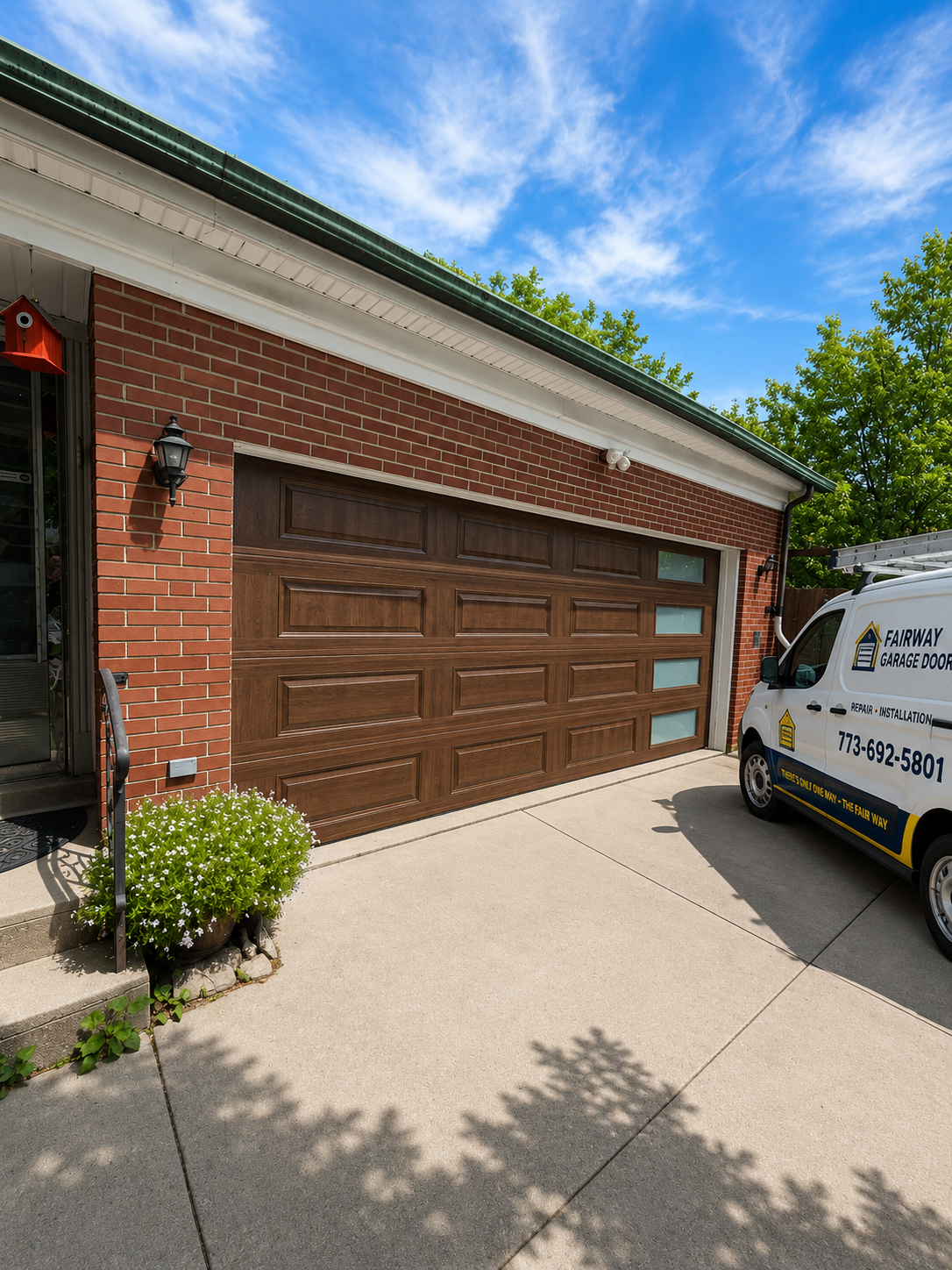 Wood-look carriage door installation