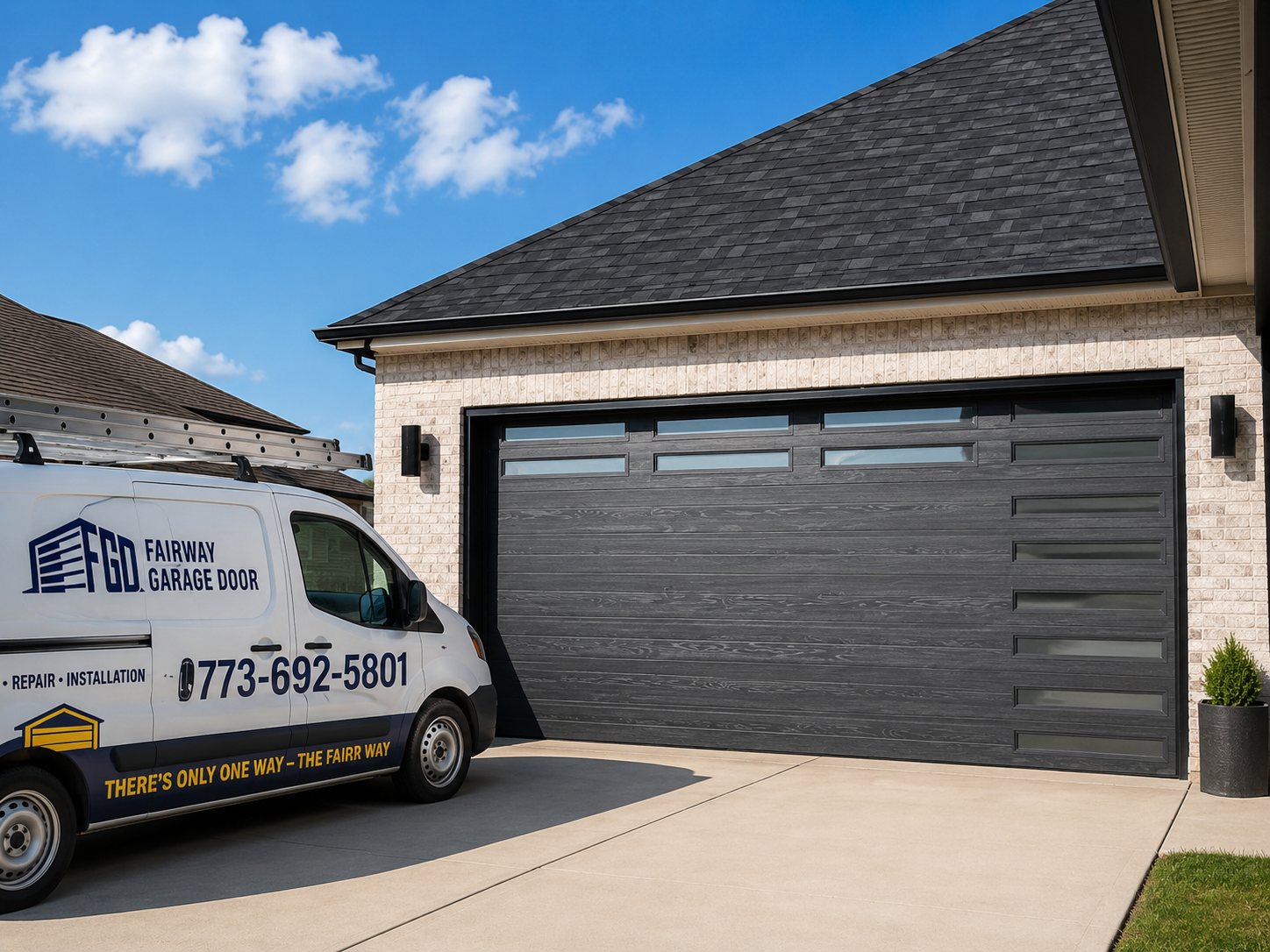 Charcoal modern garage door installation
