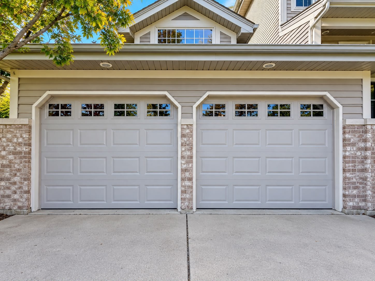 Gray double garage doors